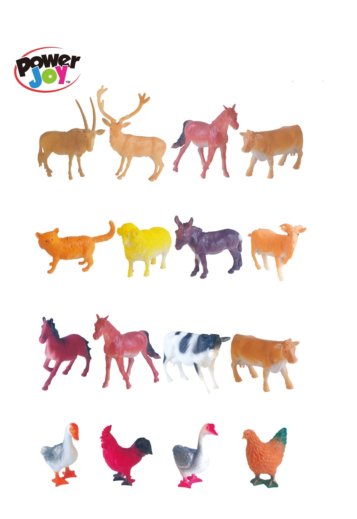 Power Joy Animal Worldz Farm Animals 6 Inch 4-Piece Assorted Figure Set