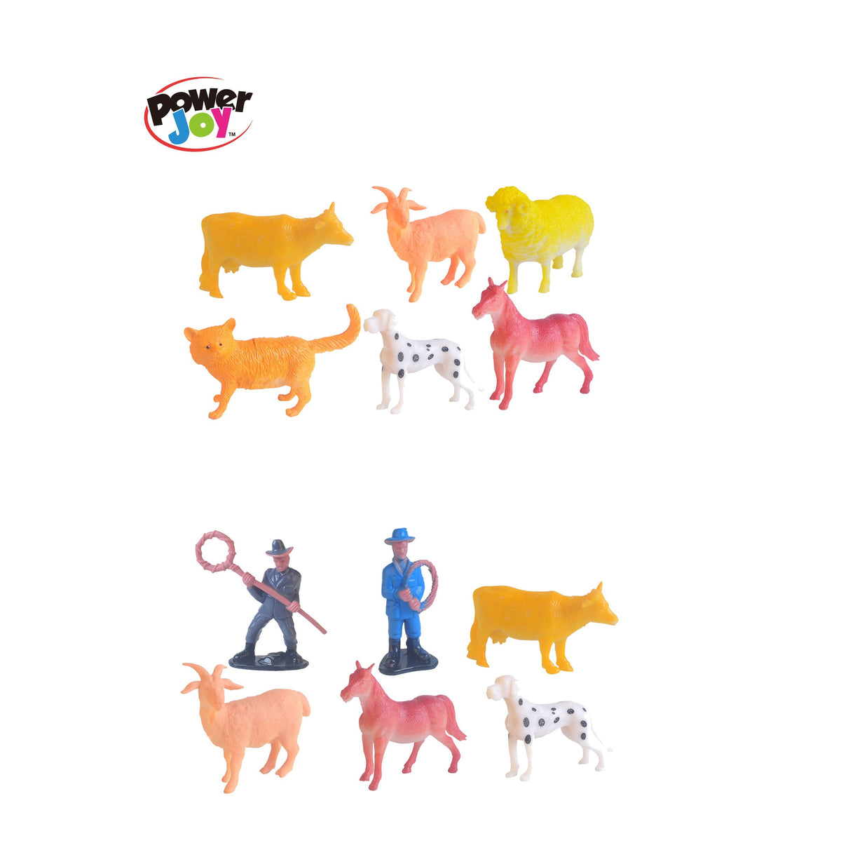 Power Joy Animal Worldz Farm Animal Figures 4 Inch, 6 Pieces, Realistic Farm Animal Toy Set, Ages 3+