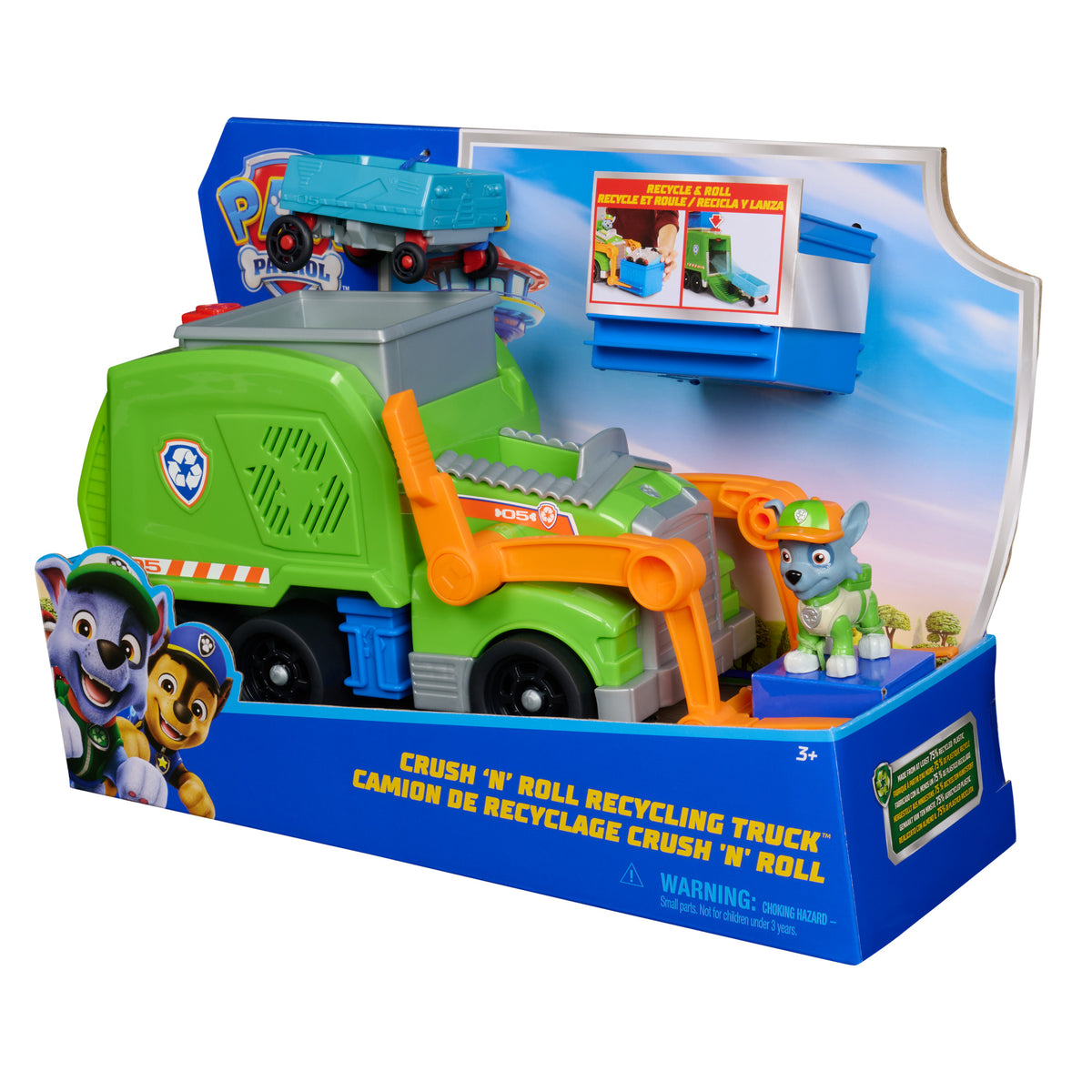 Paw Patrol Rocky Crush N' Roll Recycling Truck with Action Figure