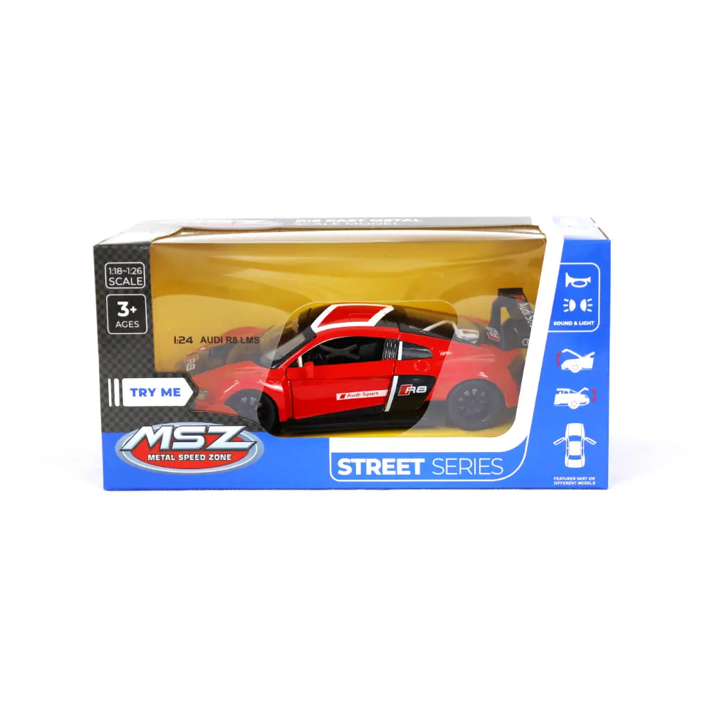 Power Joy Vroom Vroom DC Licensed MSZ 1:24 Diecast Metal with Pull Back, Lights and Sound Assorted - Sold per piece (Selection is random and subject to availability)