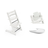 Stokke Tripp Trapp High Chair White with Baby Set and Tray Bundle
