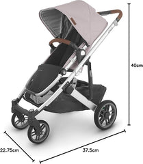 UPPAbaby Cruz V2 Stroller Alice Dusty Pink Silver Frame Saddle Leather