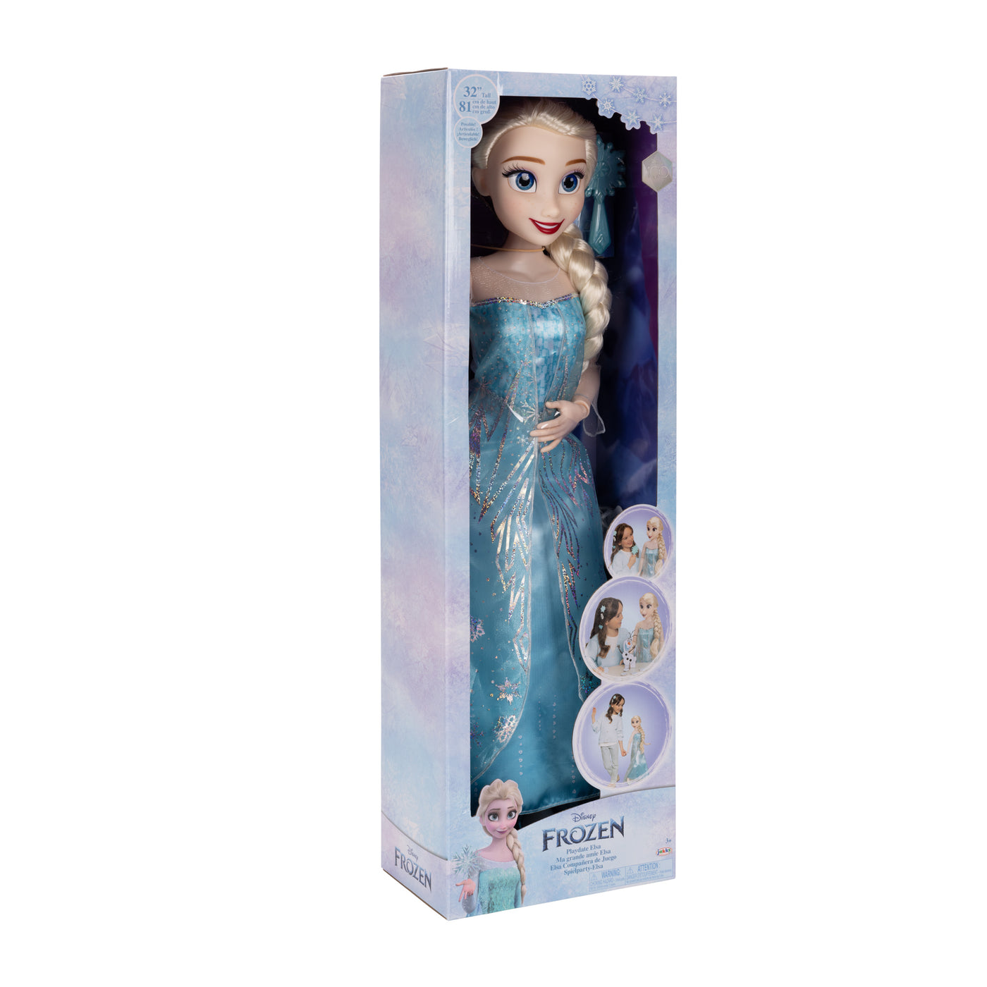 Disney Frozen Playdate Elsa Doll Articulated Figure with Evening Dress and Hair Accessories 32 Inch