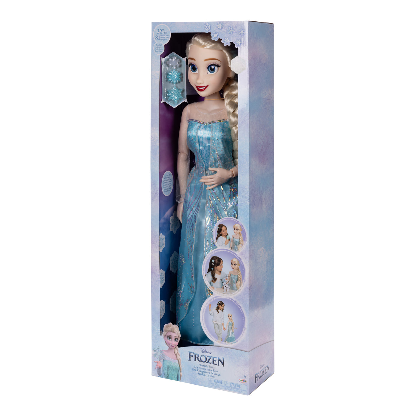 Disney Frozen Playdate Elsa Doll Articulated Figure with Evening Dress and Hair Accessories 32 Inch