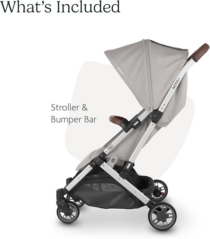 UPPAbaby Minu V2 Stroller Stella Grey Mélange Silver Frame Chestnut Leather