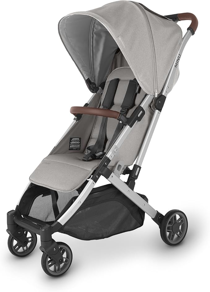 UPPAbaby Minu V2 Stroller Stella Grey Mélange Silver Frame Chestnut Leather