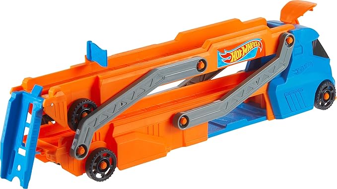 Hot Wheels City Speed Track Transporter with 1:64 Scale Vehicle Toys for Kids