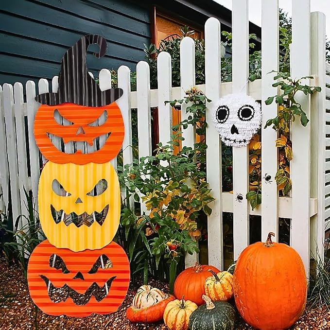 Amscan Jack-O'-Lantern Stacked Metal Halloween Sign Pumpkin-Themed Halloween Party & Home Decoration