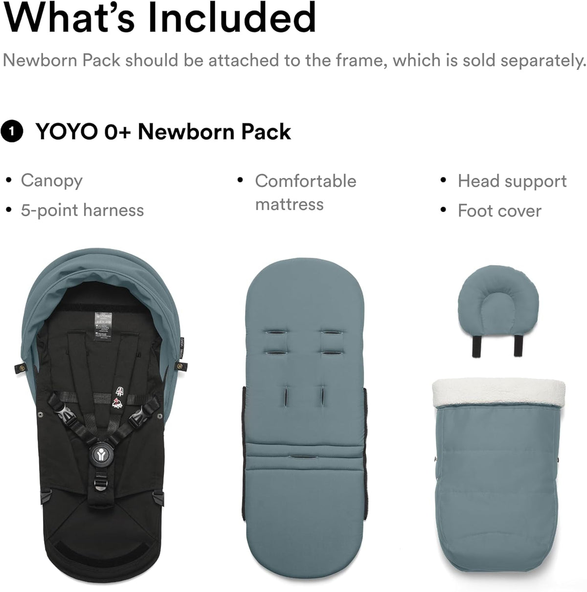 Stokke YOYO 0+ Newborn Pack - Color Aqua, Requires YOYO Stroller Frame (Sold Separately)