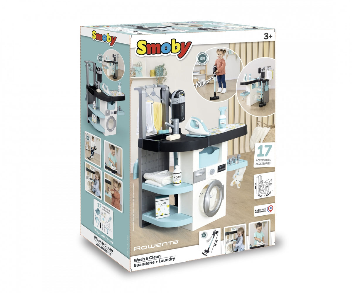 Smoby Rowenta Wash & Clean Laundry Room Playset 3-in-1 Kids Household Toy