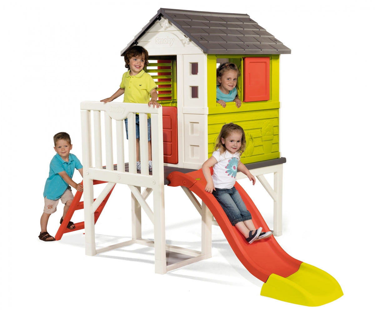 Smoby Elevated Playhouse with Slide and Veranda