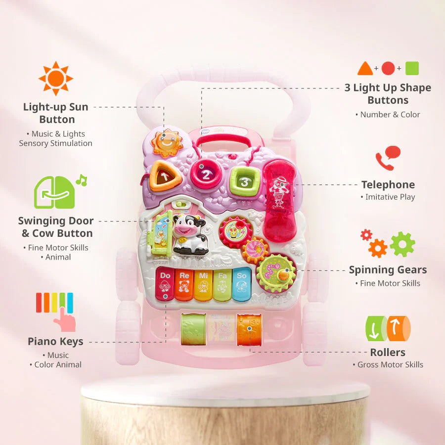 VTech Baby Walker Pink Interactive Learning Toy with Lights & Sounds