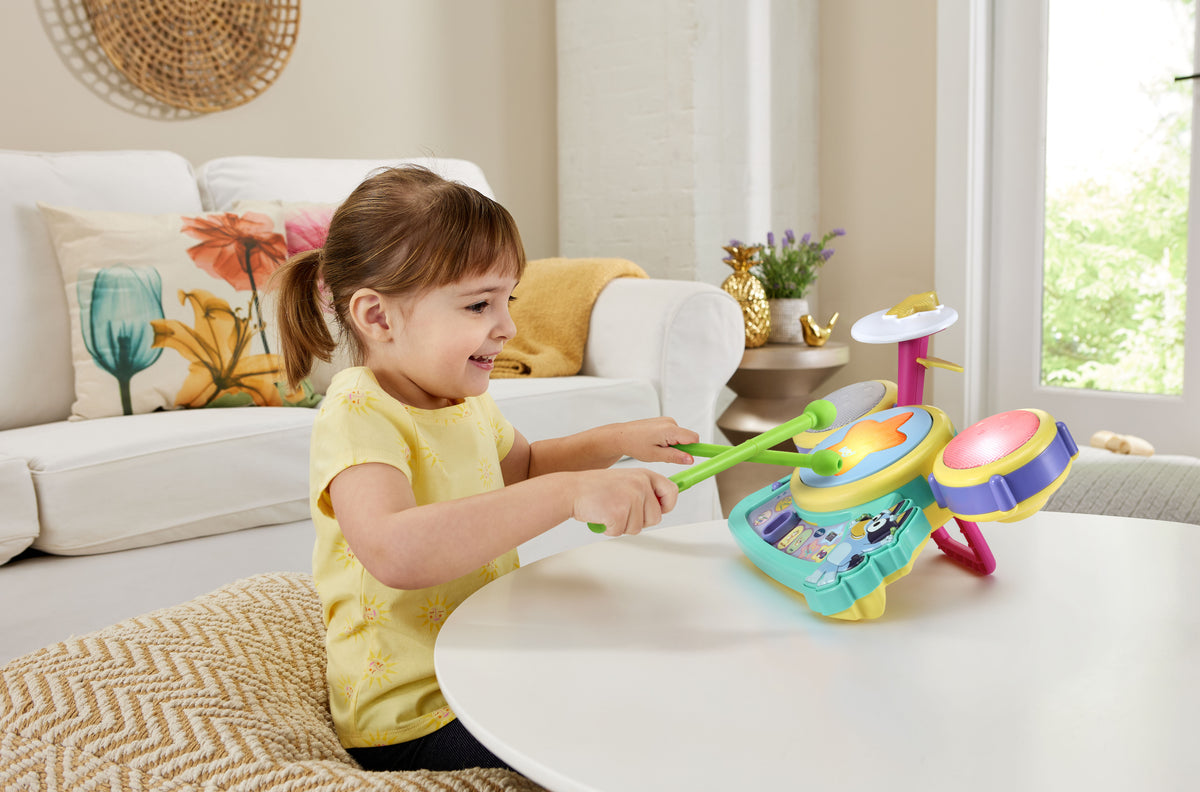 VTech Bluey Hooray Drum Set Battery-Operated Musical Drum Toy for Kids
