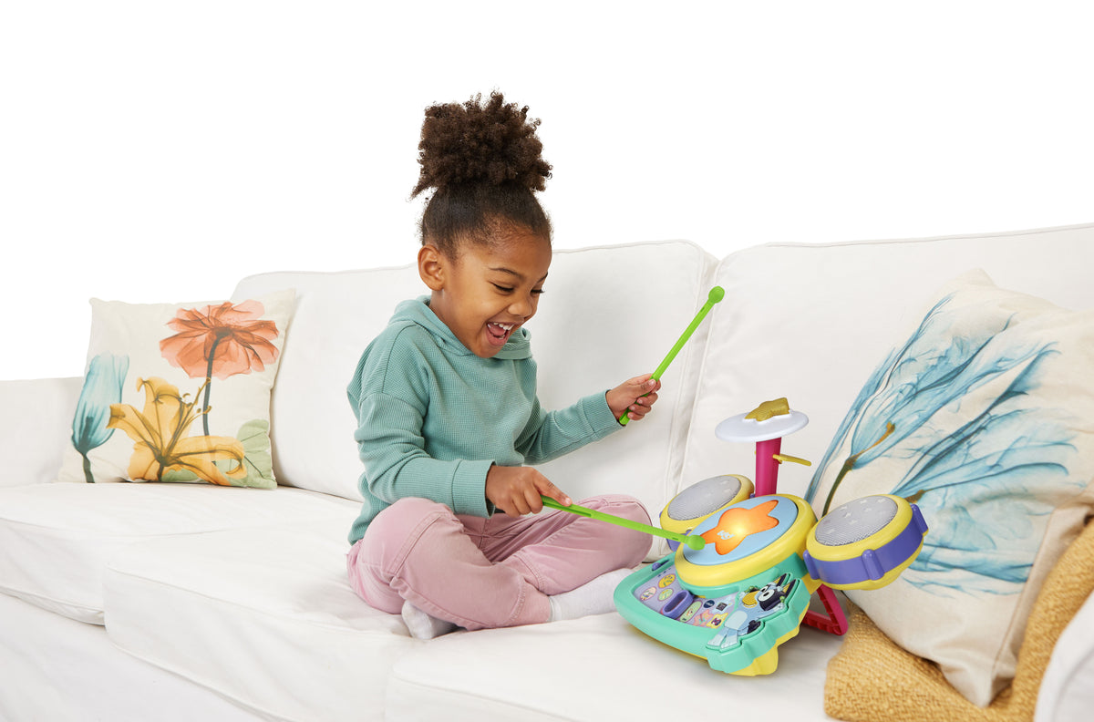 VTech Bluey Hooray Drum Set Battery-Operated Musical Drum Toy for Kids