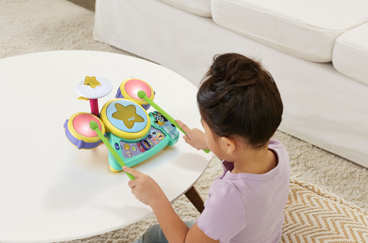 VTech Bluey Hooray Drum Set Battery-Operated Musical Drum Toy for Kids