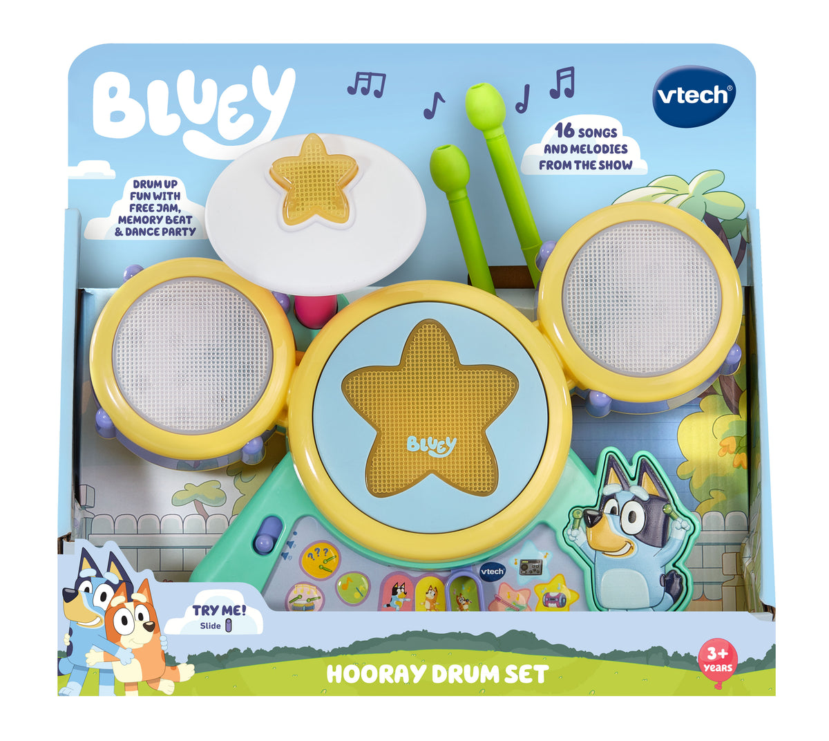 VTech Bluey Hooray Drum Set Battery-Operated Musical Drum Toy for Kids