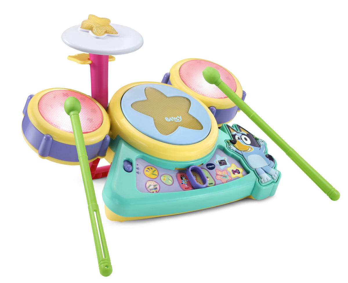 VTech Bluey Hooray Drum Set Battery-Operated Musical Drum Toy for Kids