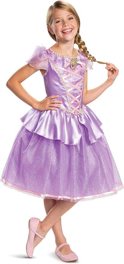 Disney Princess Rapunzel Classic Day Dress Costume for Girls Tangled Princess Fancy Dress Outfit, 4-6 Years
