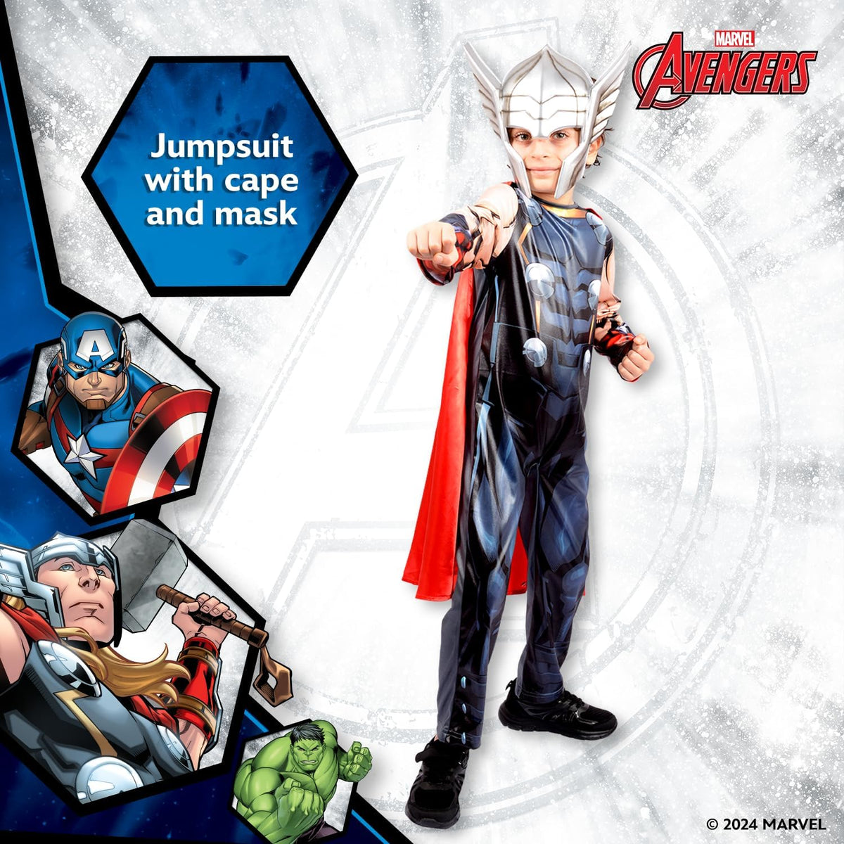 Marvel Avengers Thor Classic Costume for Kids Superhero Fancy Dress Outfit, 5-6 Years