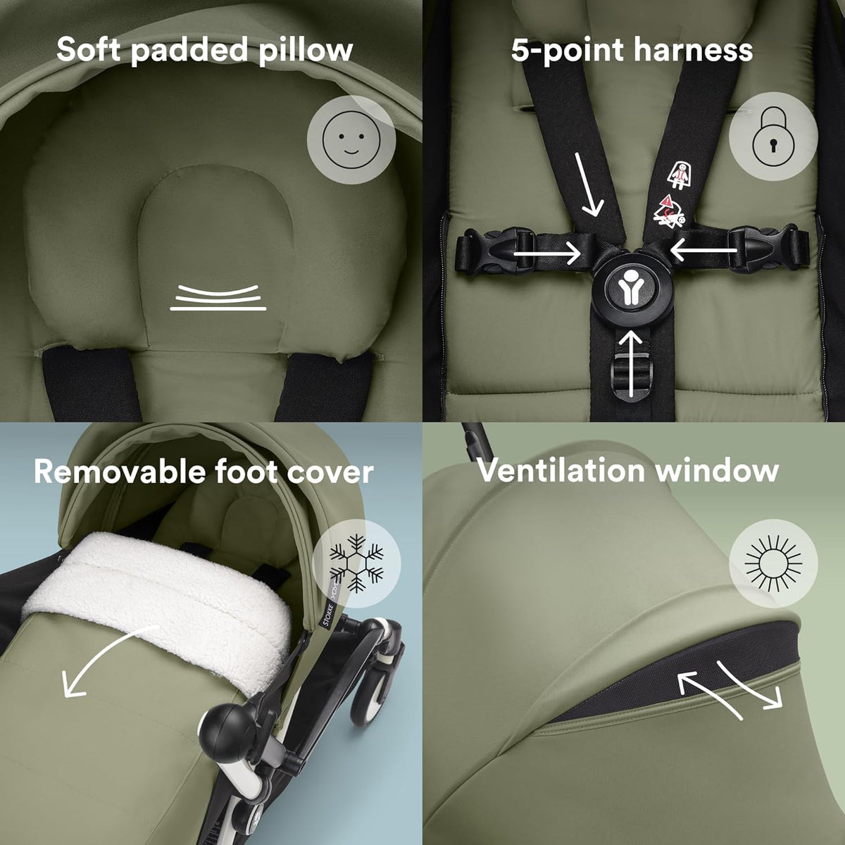 Stokke YOYO 0+ Newborn Pack - Color Olive, Requires YOYO Stroller Frame (Sold Separately)