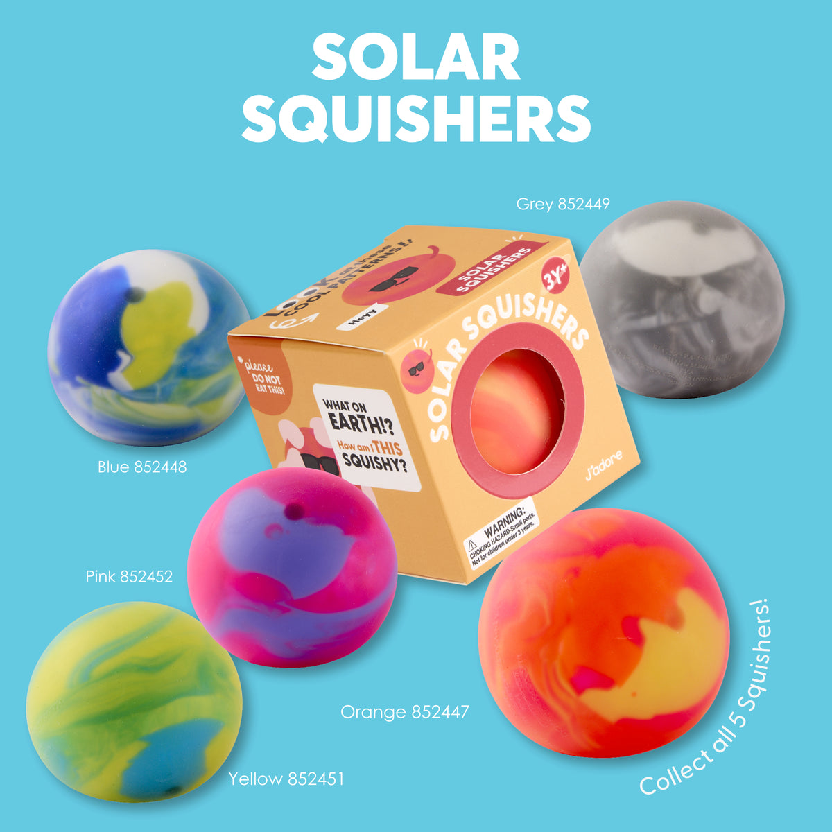 J'adore Solar Squishers Sensory Squishy Toy - Assorted Colours (1 Piece, Random Selection)