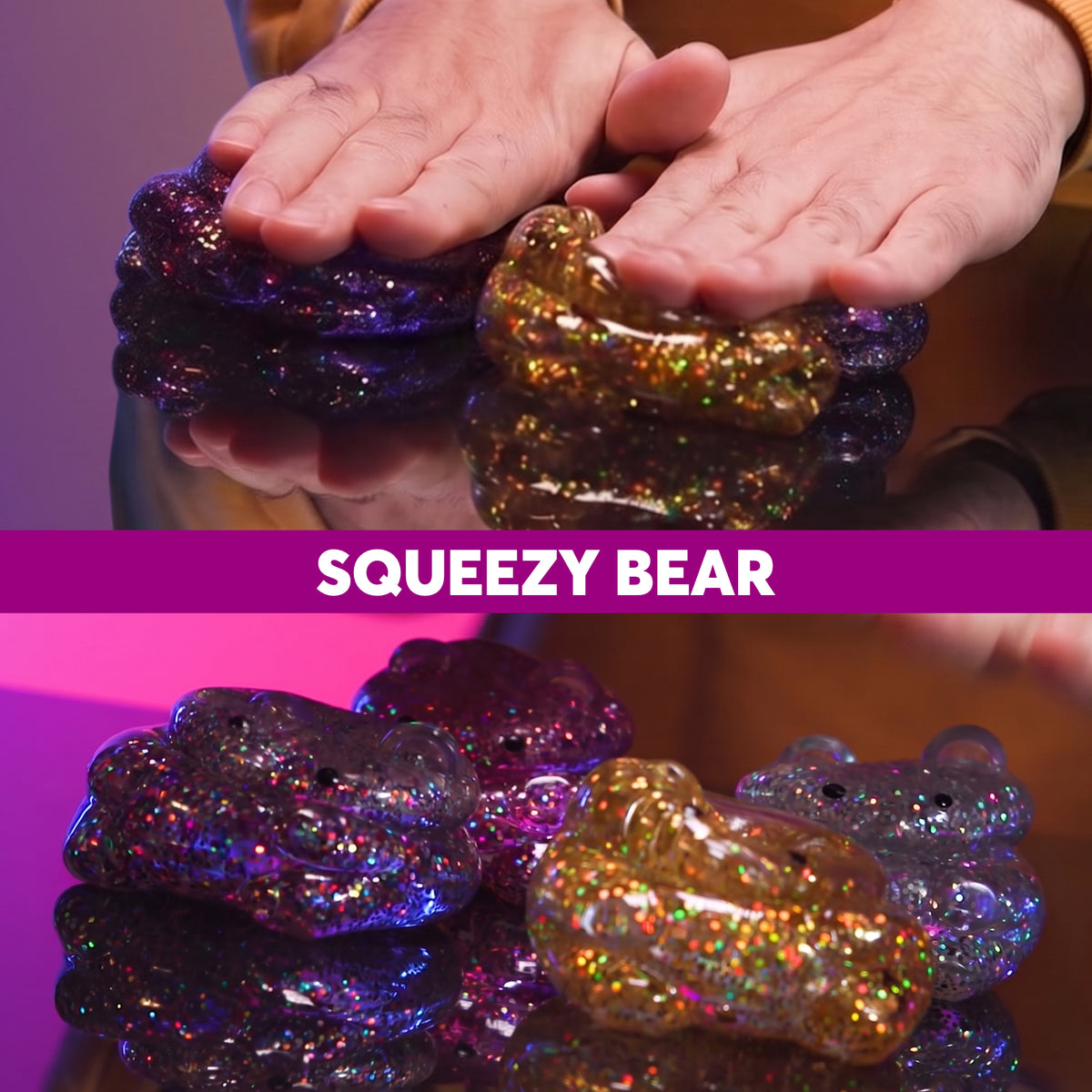 J'adore Squeezy Bear Sensory Squishy Toy Assorted Colours (1 Piece, Random Selection)