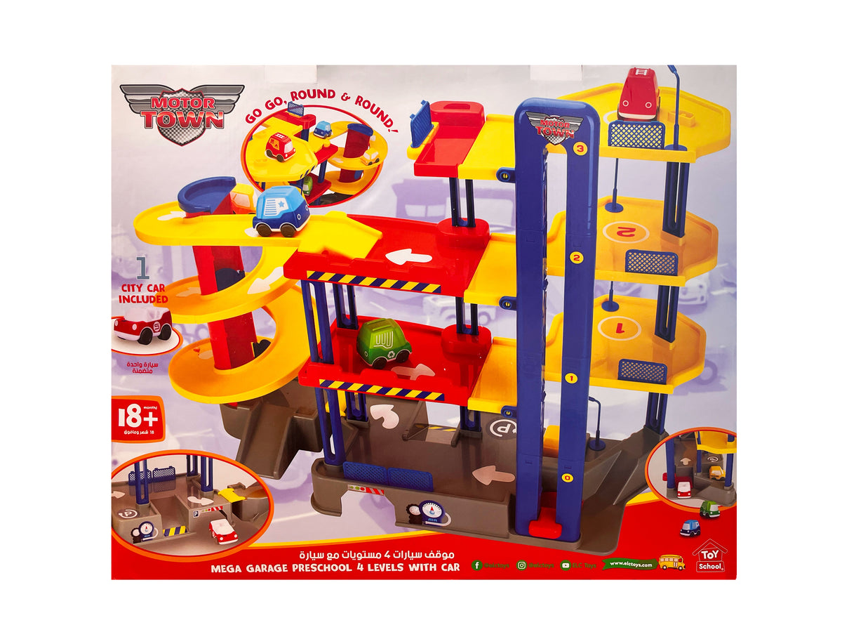 Motor Town Pre-School Mega Garage Playset with 4 Levels, Lift & Car