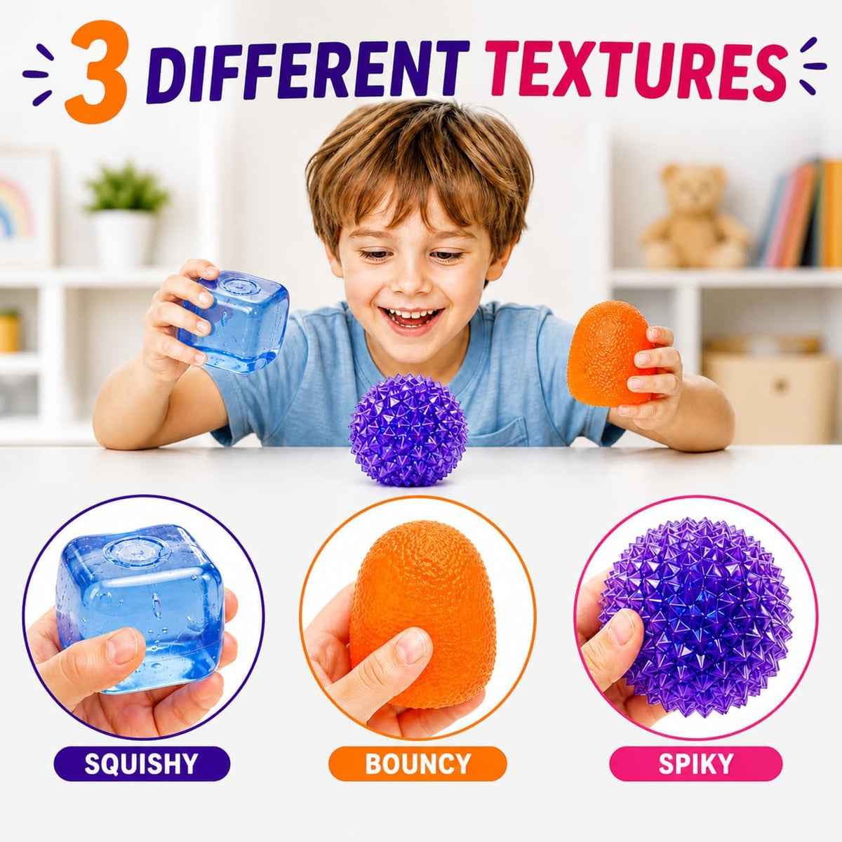 J'adore Sensory Squishy 3-Pack Set - Assorted Fidget & Stress Relief Toys