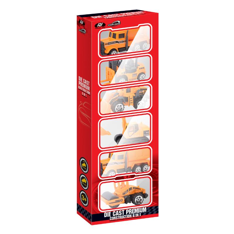 Power Joy Vroom Vroom Premium Construction 6-in-1 Die-Cast Set Toy Vehicles