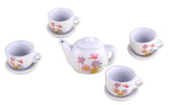Power Joy YumYum Porcelain Tea Set Floral Pretend Play Tea Party Set for Kids Ages 3+