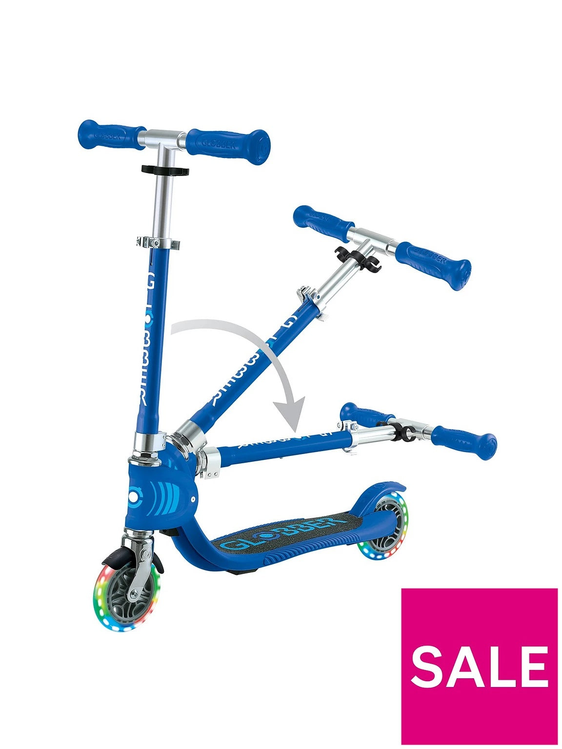 Globber Flow Foldable Junior Lights 2-Wheel Scooter Navy Blue for Kids 3+