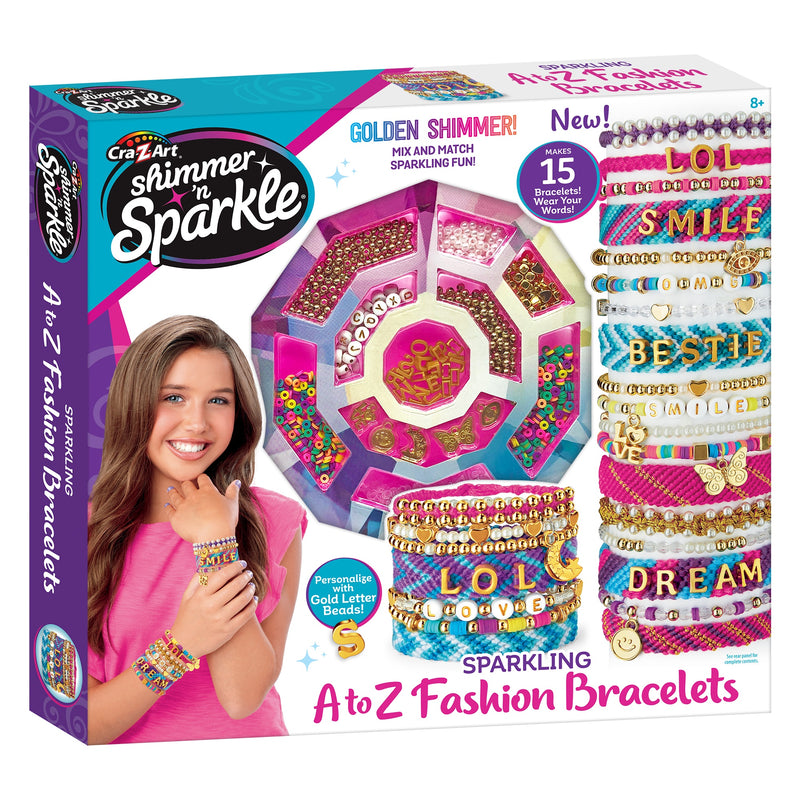 Shimmer â€˜n Sparkle Sparkling A-Z Fashion Bracelet Making Kit with Alphabet Beads for Kids