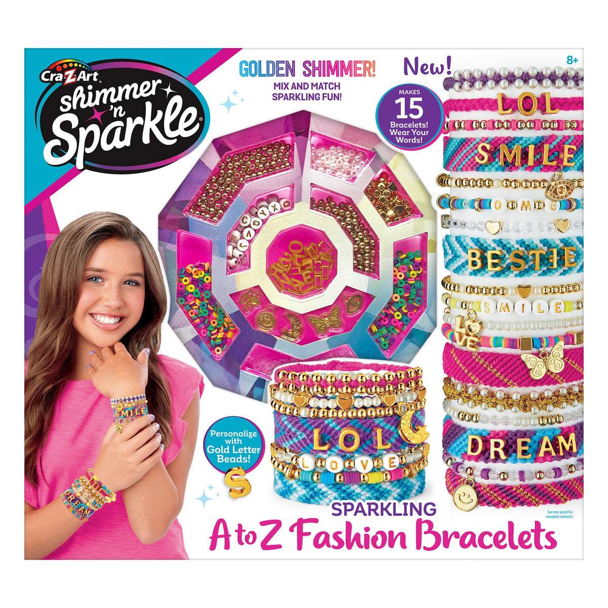 Shimmer â€˜n Sparkle Sparkling A-Z Fashion Bracelet Making Kit with Alphabet Beads for Kids