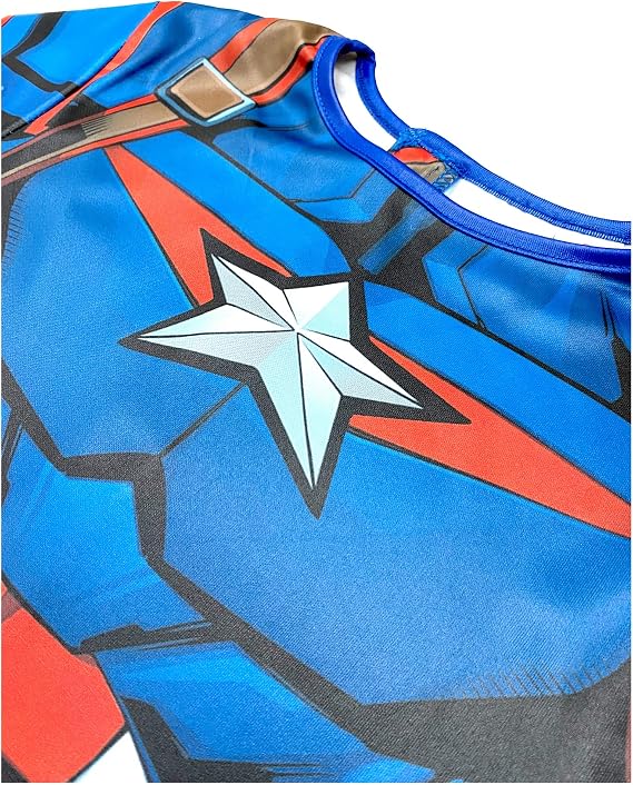Marvel Avengers Captain America Classic Costume for Kids Superhero Fancy Dress Outfit, 7-8 Years