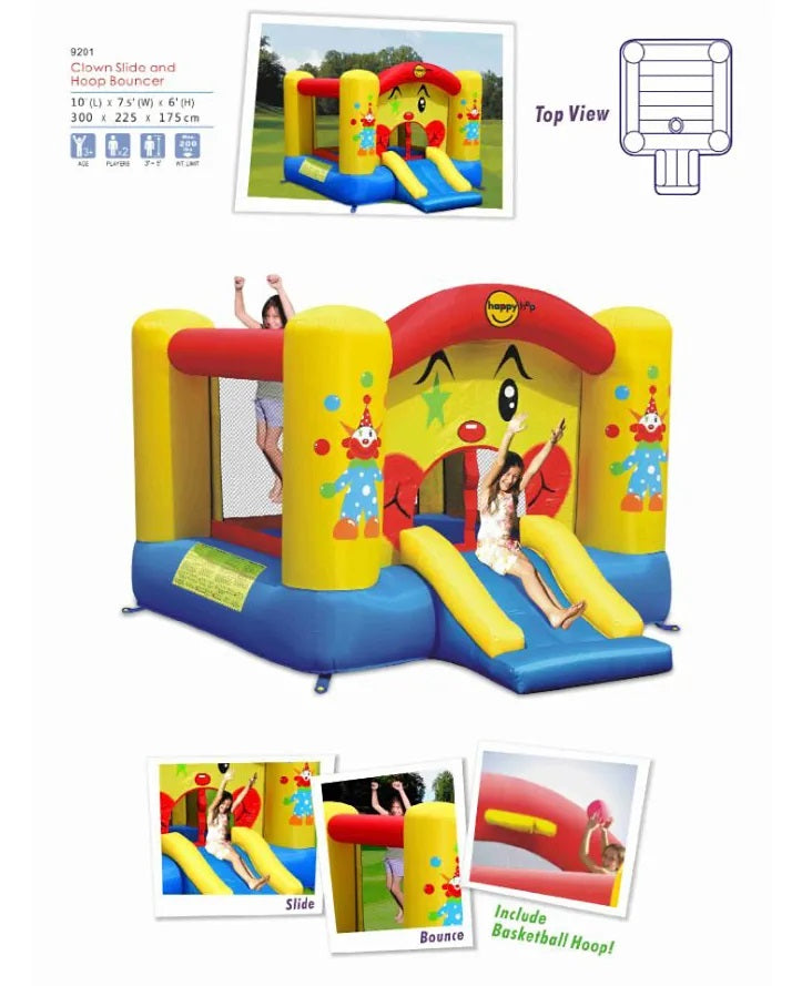 Happy Hop Clown Inflatable Bounce House with Slide for Kids 300 x 225 x 175 cm