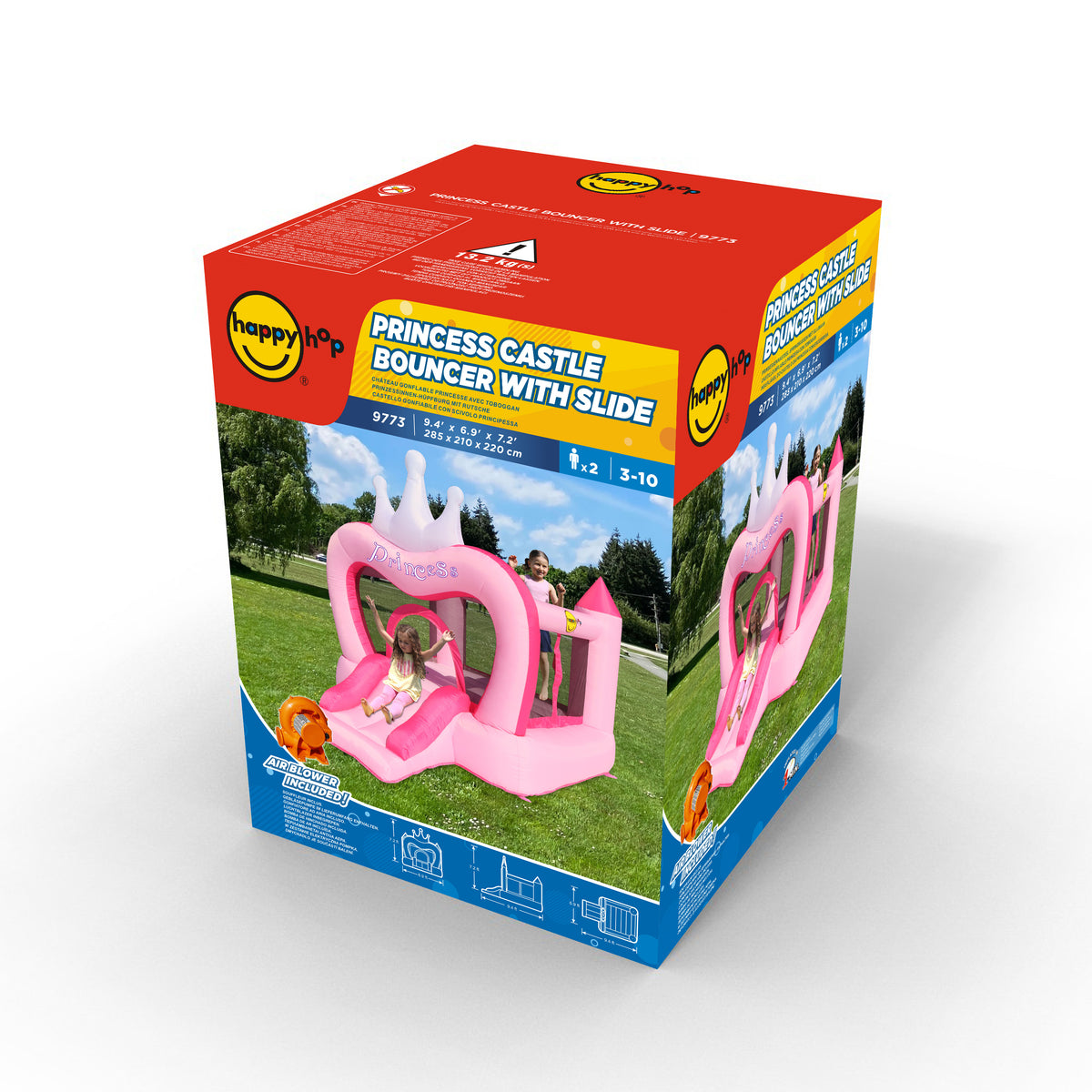 Happy Hop Princess Castle Bounce House with Slide 285 x 210 x 220 cm
