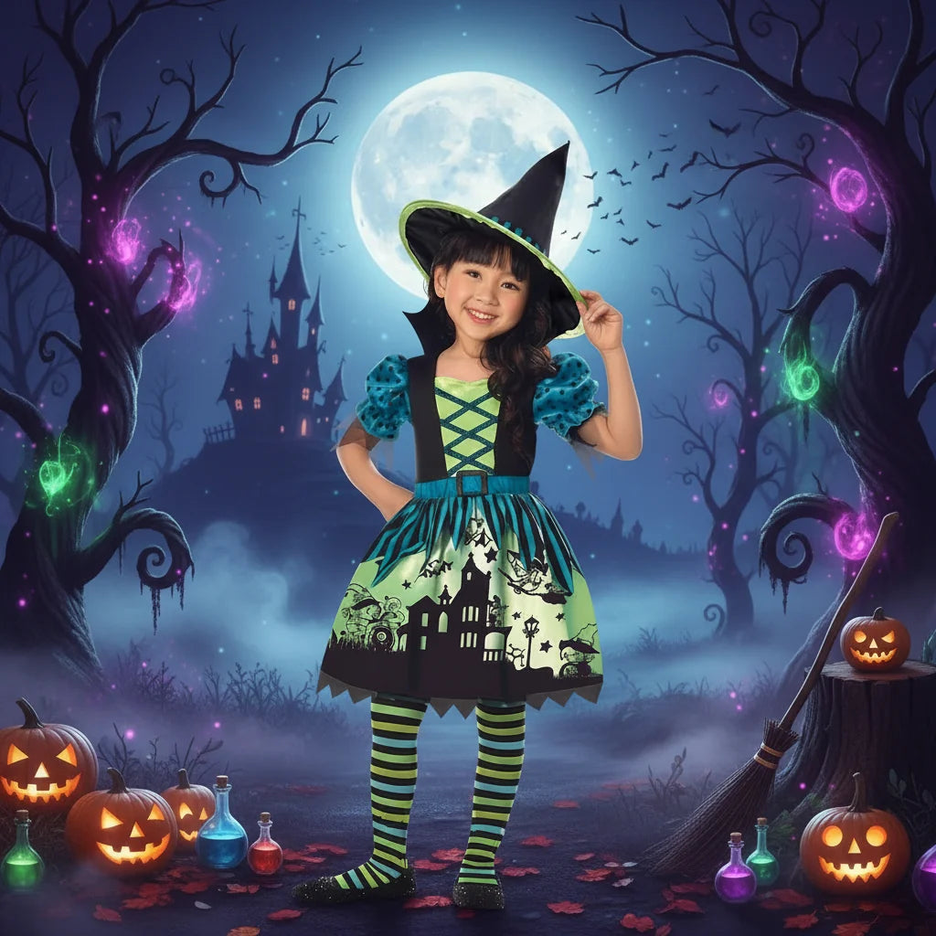 Amscan Girls Hocus Pocus Witch Costume Dress Halloween Fancy Dress Outfit, 6-8 Years