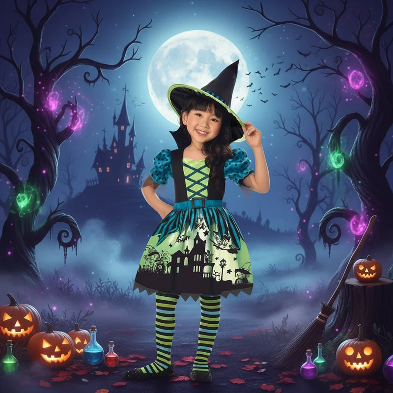 Amscan Girls Hocus Pocus Witch Costume Dress Halloween Fancy Dress Outfit, 6-8 Years