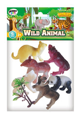 Power Joy Animal Worldz Safari Animal Figures 4 Inch, 6 Pieces, Assorted Wild Animal Toy Set, Ages 3+