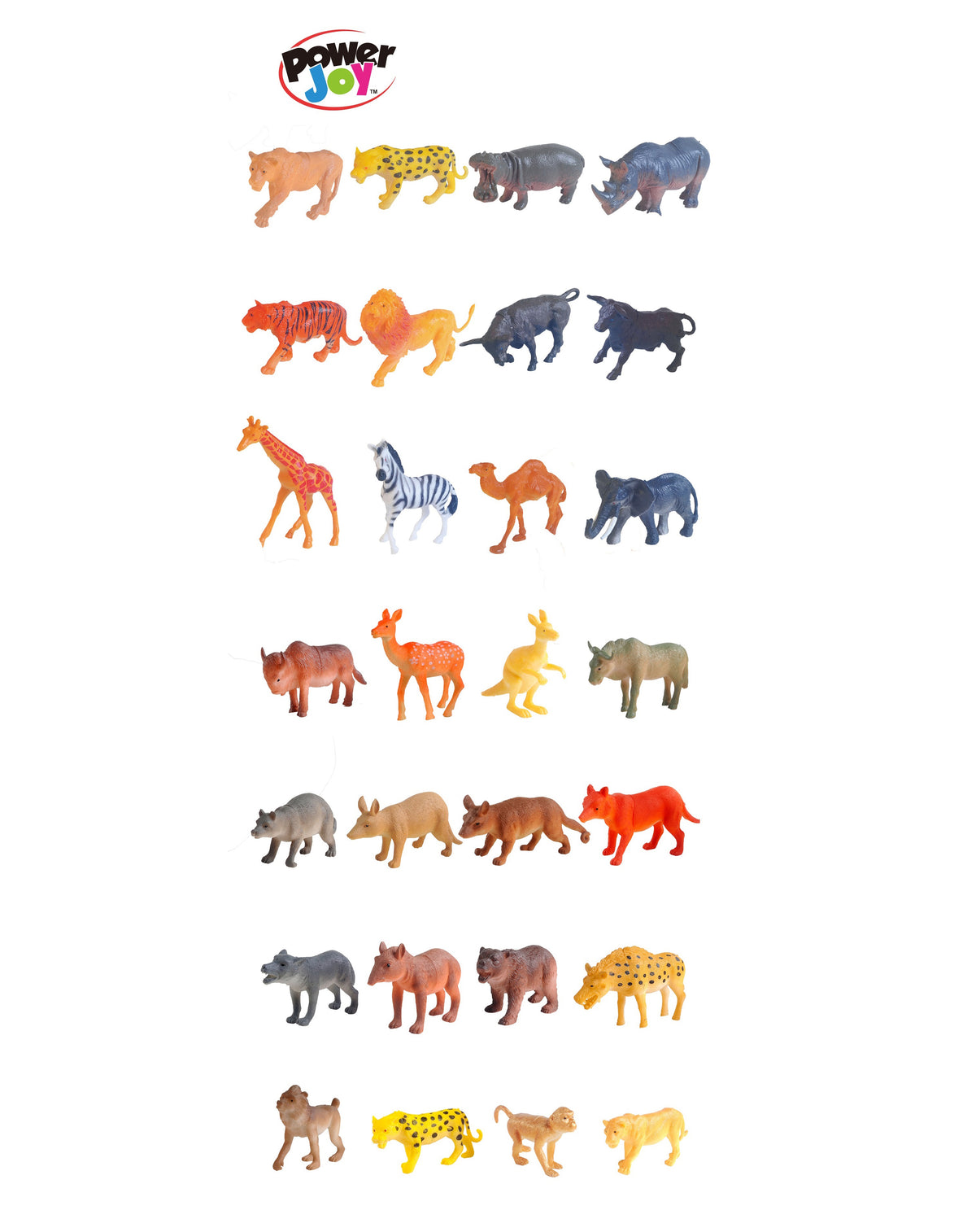 Power Joy Animal Worldz Safari Animal Figures 6 Inch  4-Piece Assorted Set