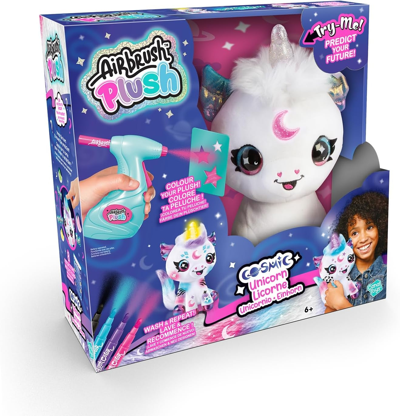 Airbrush Plush Cosmic Unicorn Battery Operated