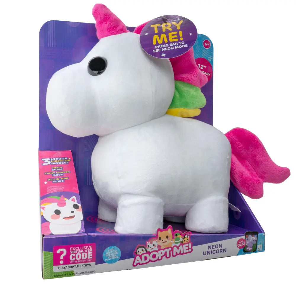 Adoptme Plush Neon Unicorn 12 Inch Battery Operated
