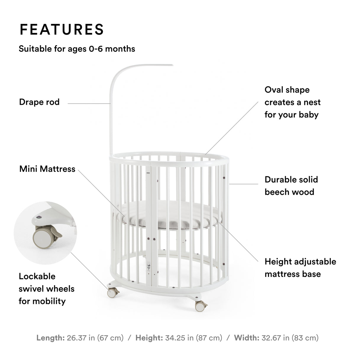 Stokke Sleepi Mini White Newborn Baby Crib