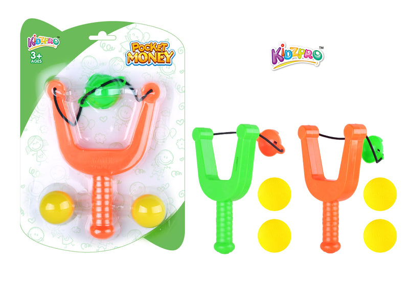 Kidzpro Slingshot Toy with 2 Soft Foam Balls Assorted Colours - Sold per piece