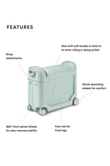 Stokke JetKids BedBox Green Aurora Kids Ride On Travel Suitcase Bed Box