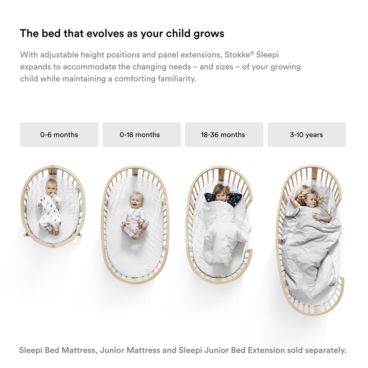 Stokke Sleepi Bed Extension White Conversion Kit for Baby Crib