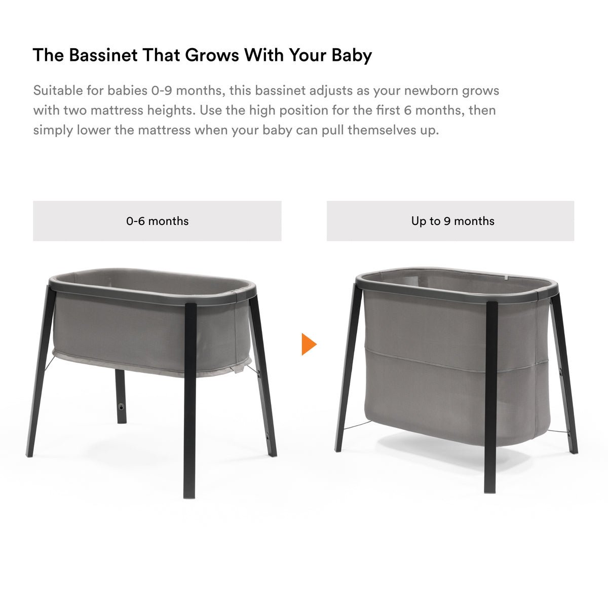 Stokke Snoozi Graphite Grey Portable Baby Bassinet for Newborns