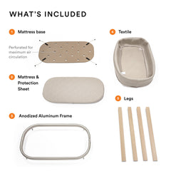 Stokke Snoozi Sandy Beige Portable Baby Bassinet for Newborns