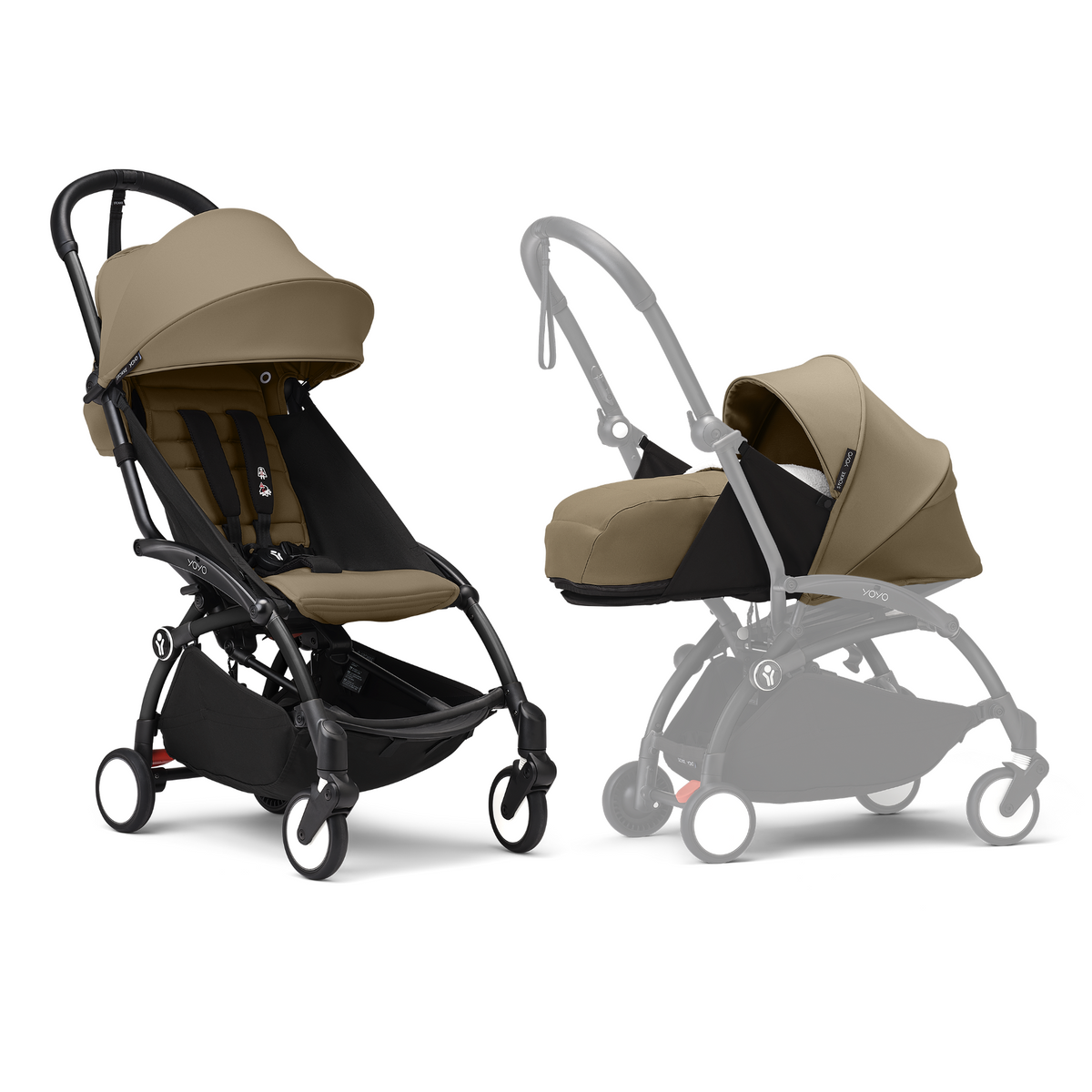 Stokke YOYO3 Black Frame & 0+ & 6+ Toffee Bundle
