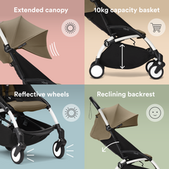 Stokke YOYO³ Stroller White Frame Newborn & 6+ Bundle - Toffee